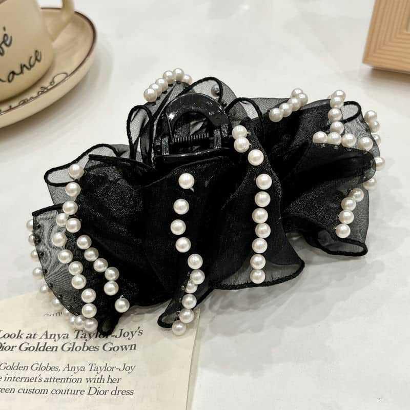 Luxury Starry Sky Rhinestone Bow Hair Clip - Volumizing Shark Clip Accessory