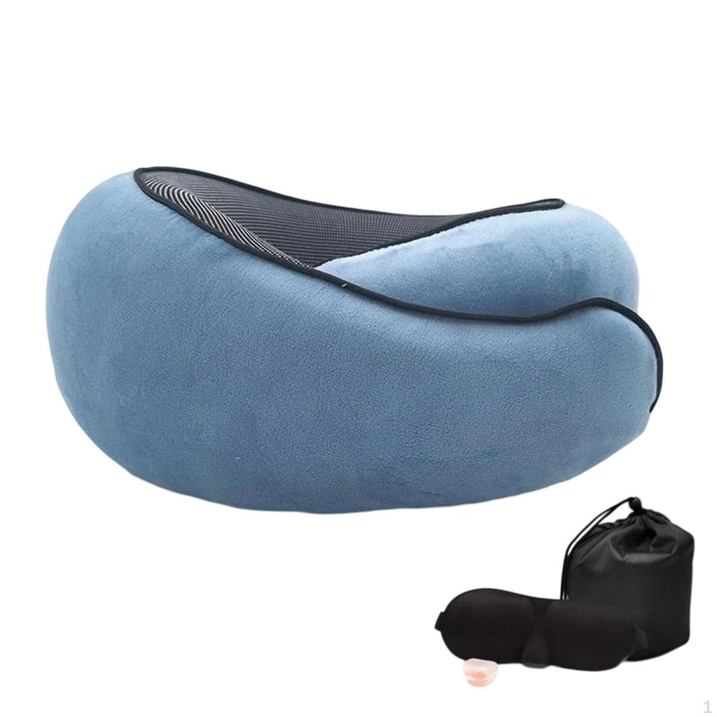 Airplane Travel Pillow Portable Adjustable Neck for Home Office Train Light Grey