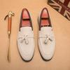 Spring New Men's Tassel Pointed Soft Soled Gentleman's Bean Shoes Fashionable Men's Comfortable Suede Breathable Casual Loafers