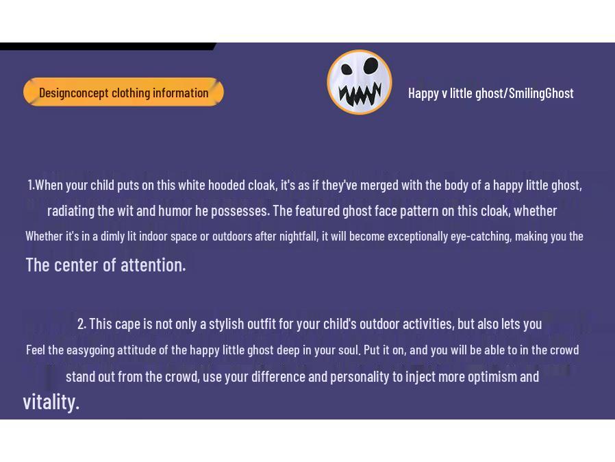 Child's Glow-in-the-Dark Ghost Face Cloak Costume for Halloween Performances