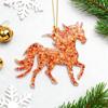 1/4Pcs Golden Flame Horse Christmas Ornament 2D Flat Christmas Horse Pendant Xmas Tree Hanging Pendent New Year Gifts Keychain