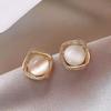 French Elegant Geometric Square Cat Eye Diamond Stud Earrings - Women's Luxury Fashion Jewelry