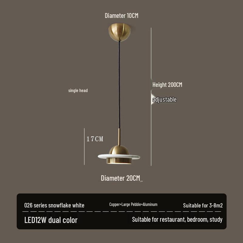Nordische minimalistische Kupfer-Marmor-Pendelleuchte für Schlafzimmer, Café, Restaurant oder Bar