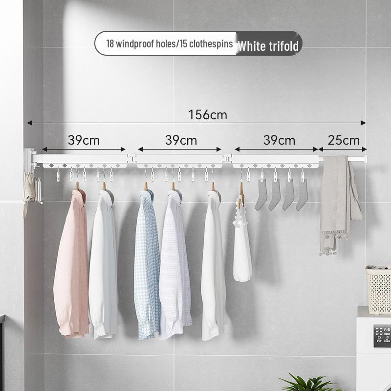 Wall-Mounted Retractable Clothes Drying Rack for Balcony and Bay Windows
