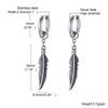 Mens Feathers Drop Earrings,Stainless Steel Wings Huggies Hoop Earings,Rock Punk Vintage Cool Jewelry Gifts