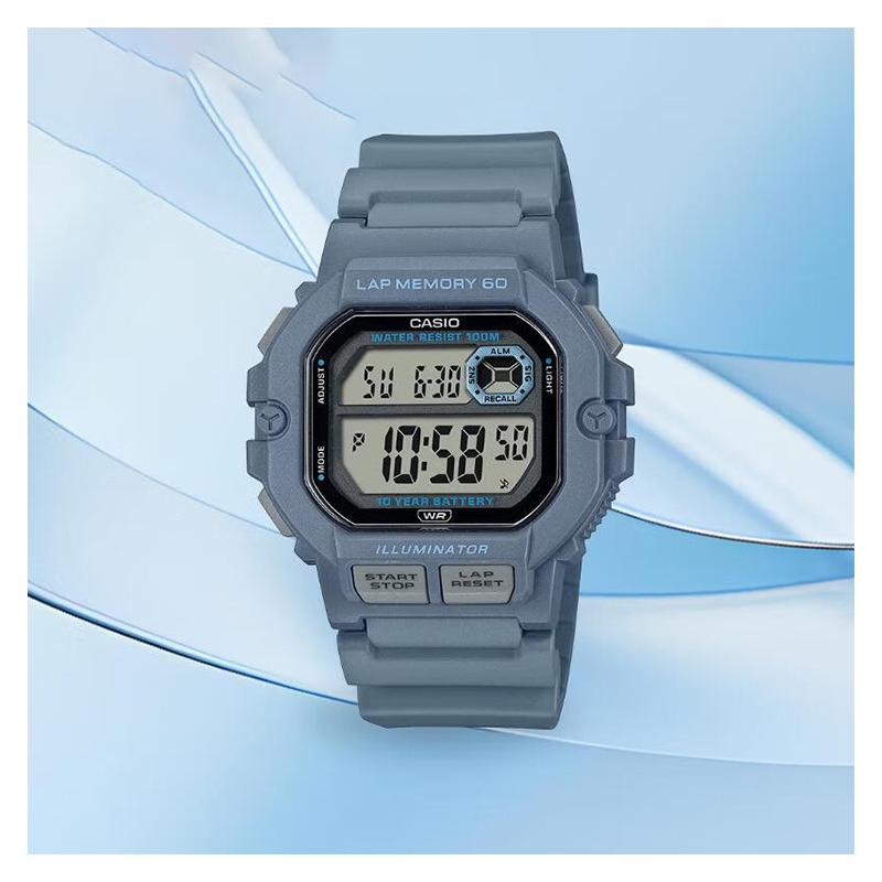Casio WS-1400H Series Retro Square Student Electronic Watch Quartz Resin Strap Men and Women Same Style Gray Dial WS-1400H-2AVPFcasio-*1