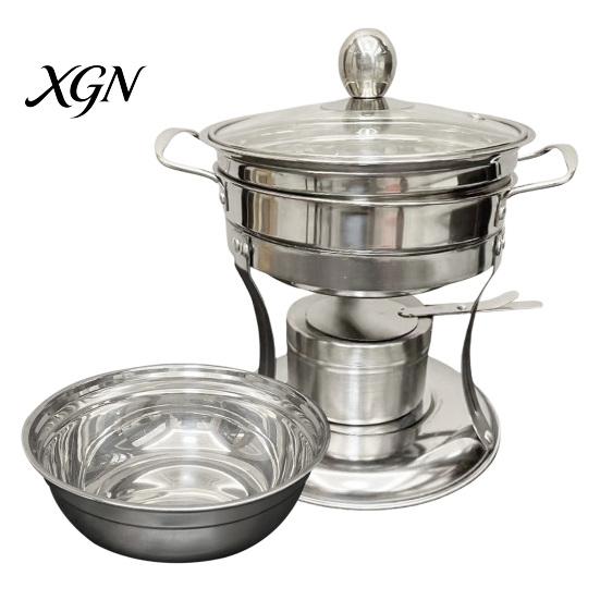 Small Buffet Warmer Chafers And Warmers Set with Glass Lid, Round Stainless Steel Compact Vacuum Insulated Meal Box Thermal Serving Bowl, Catering