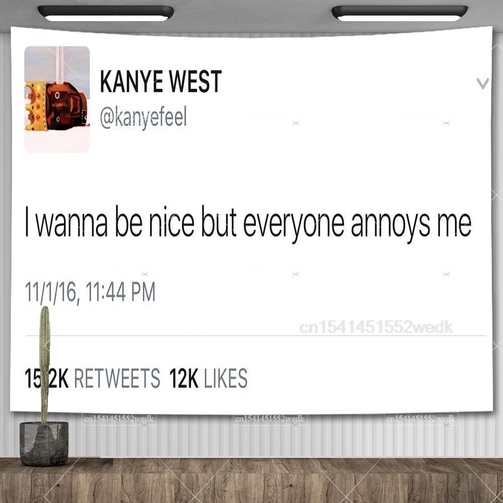 

Я причина того, что я улыбаюсь каждый день Гобелен Канье Уэста Твит Цитата Декор стены Флаг Баннер Мем Гобелены Эстетический фон для общежития 102x127cm