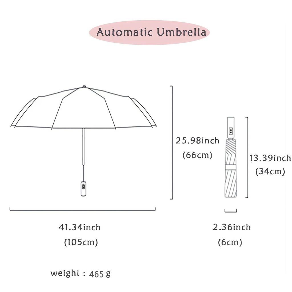 Auto Folding Outdoor Umbrella Triple Fold Sun Rain Resistant Impact Fabric with Black Coated UV Protection Customizable