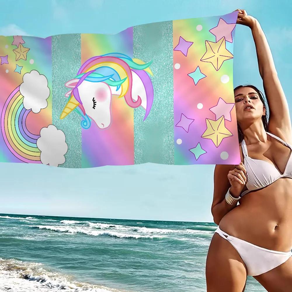 Cartoon Unicorn Animal Microfiber Beach Towel Absorbent Quick dry Soft Yoga Swimming Resort Mountain Climbing Towel