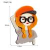 Blucome Neue Mode Frau Brosche Acryl Material Tragen Glas Orange Haar Mädchen Form Frauen Broschen auf Tasche Kleidung