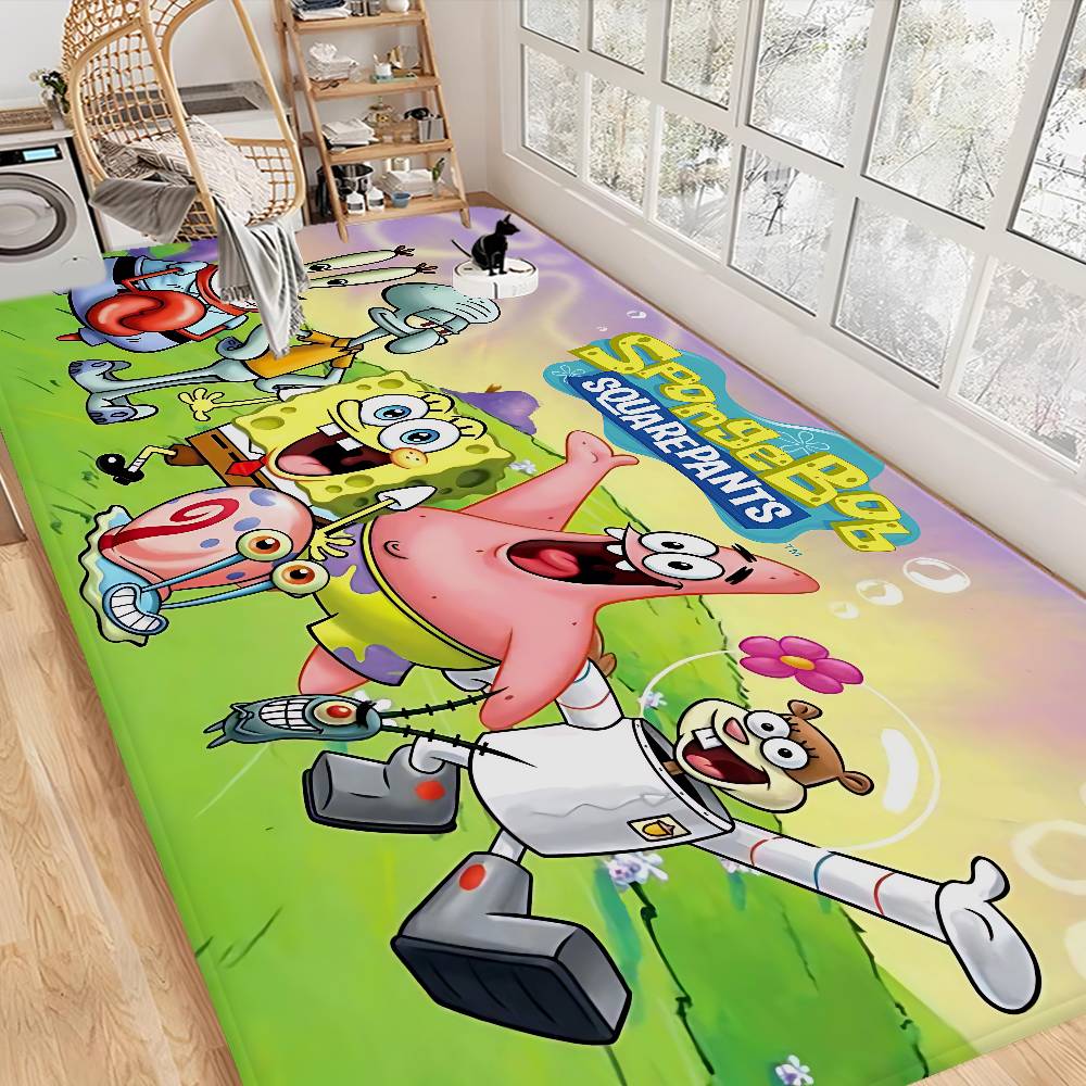 S-spongebob Hallway Carpet Non-Slip Laundry Room Mat Laundry Decor Balcony Child Living Room Bedside Area Rugs