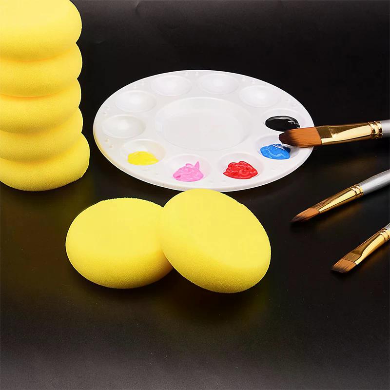 10/12pcs Round Synthetic Watercolor Artist Sponges For Children's Painting Crafts Yellow Round Pottery Cake Sponge