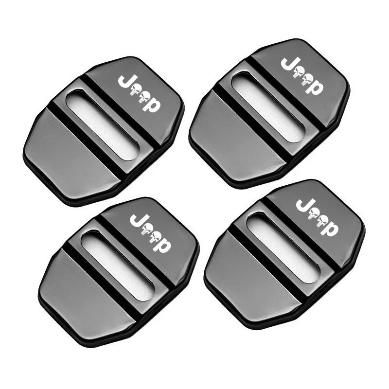 

For Jeep 4Pcs Stainless Steel Car Door Lock Cover Protective Accessories For Jeep Grand Cherokee Wrangler JK Gladiator Compas