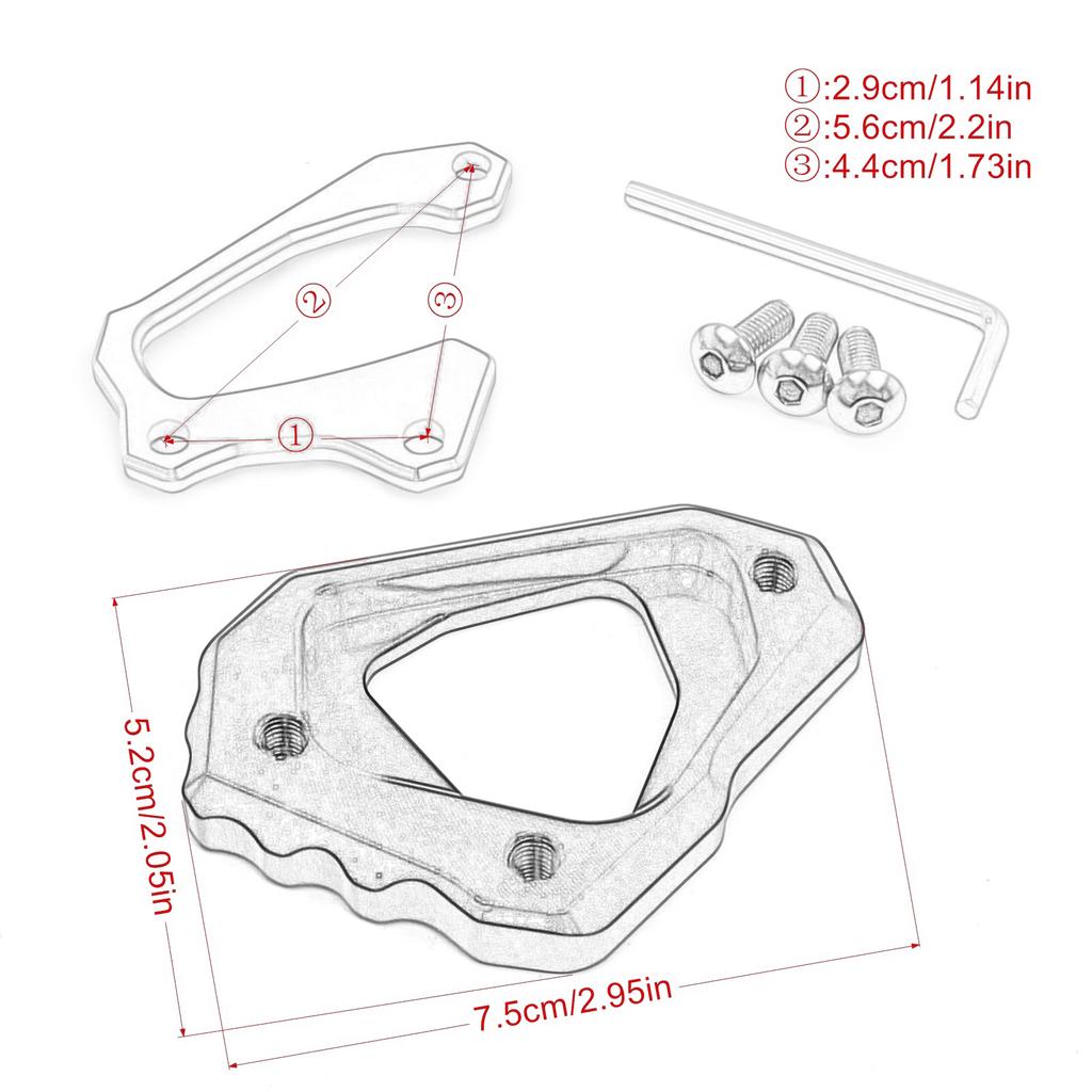 Motorcycle CNC Kickstand Foot Side Stand Extension Pad Support Plate For Yamaha MT-10 MT 10 MT10 FZ-10 FZ10 R1M R1 M 2015-2025