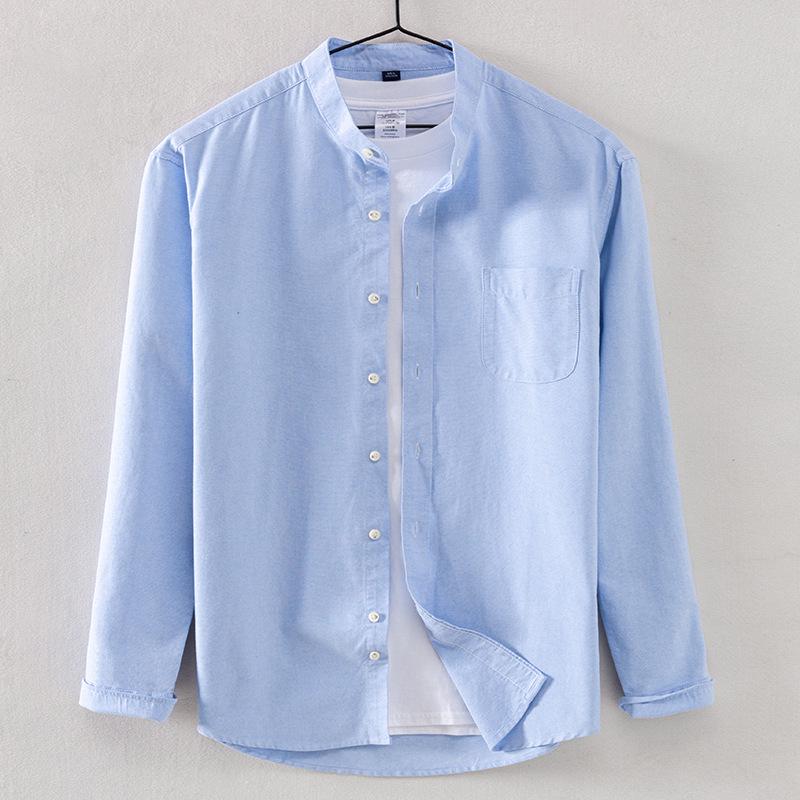 Men's Shirt Cotton All-match Long Sleeve Tops Spring Summer Solid Color Shirts Man Casual Blouses Streetwear Men