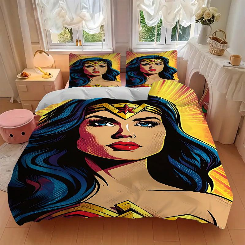 3pcs Wonder Woman, Superhero Cover Set,Soft Comfortable Duvet Cover,Guest Room (1*Duvet Cover + 2*Pillowcases, Without Core) yy251024004
