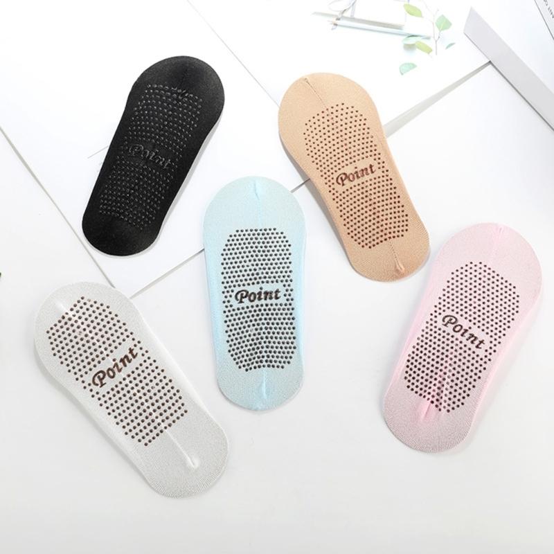 5 Pairs Women's No Show Socks Candy Color Nonslip Silicone Grip Breathable Nylon Invisible Low Cut Socks For Summer