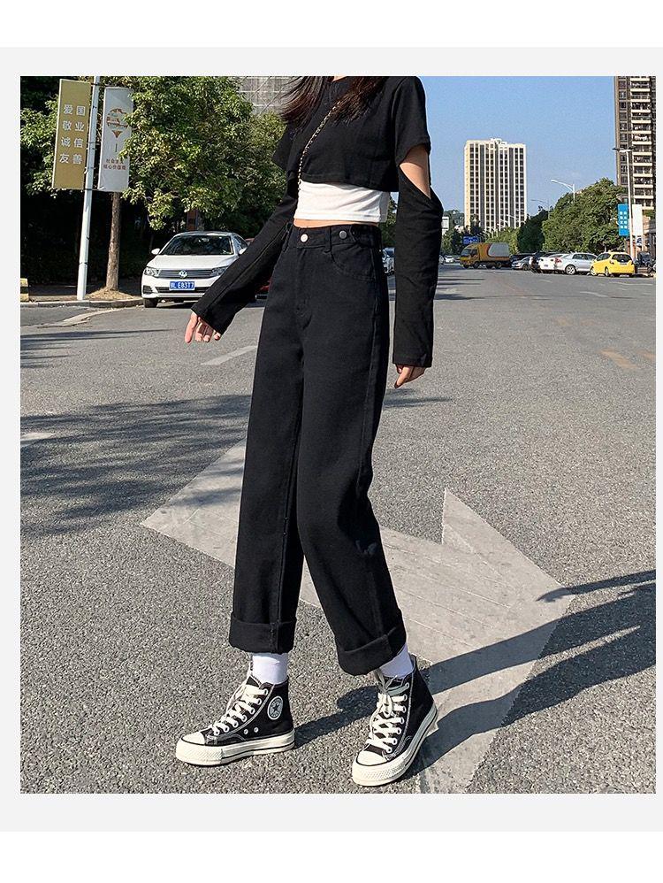 Spring 2023 Women's High-Waist Loose Slimming Denim Pants - Mori Style Straight Leg Trend