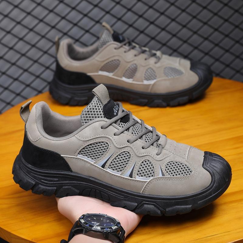 Men's shoes spring new mesh breathable construction site work non-slip wear-resistant light shoes outdoor sports hiking shoes