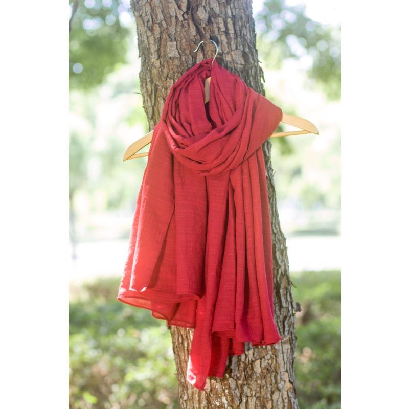 Linen Cotton Bamboo Joint Plain Scarf Solid Color Japanese Literary Women'S Yarn Oversized Warm Scarf