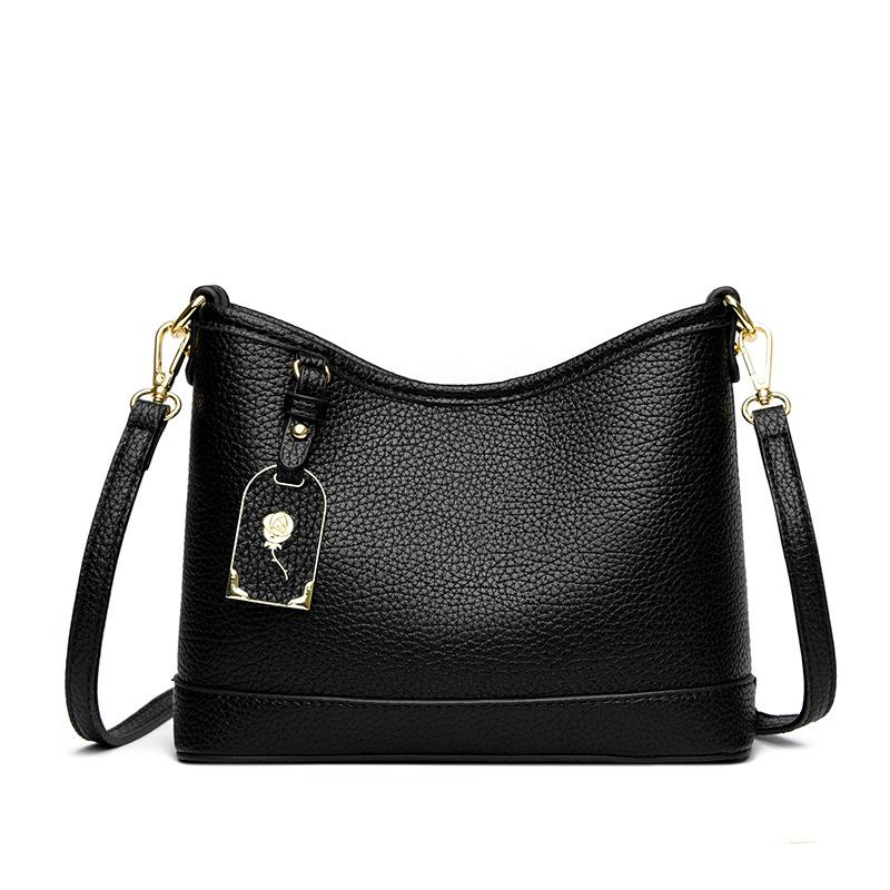 

Fashion women s bag tote bag large capacity women s new lychee pattern shoulder oblique span shoulder bag чёрный