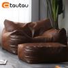 OTAUTAU Umplut Adulți Puf Retro Piele Ecologică Suedea Puf Sac de Fasole cu Umplutură Confortabil Fotoliu Mărime King Canapea Singură Leneșă SF042