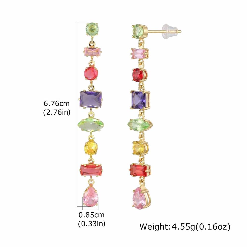 Vnox Luxury Irregular Colorful Zircon Chain Necklace Bracelet Earring for Women Minimalist Ladies Elegant Zircon Wedding Jewelry