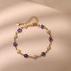 Multicolor Enamel Daisy Eyes Bracelet with Gold-Plated Brass Chain