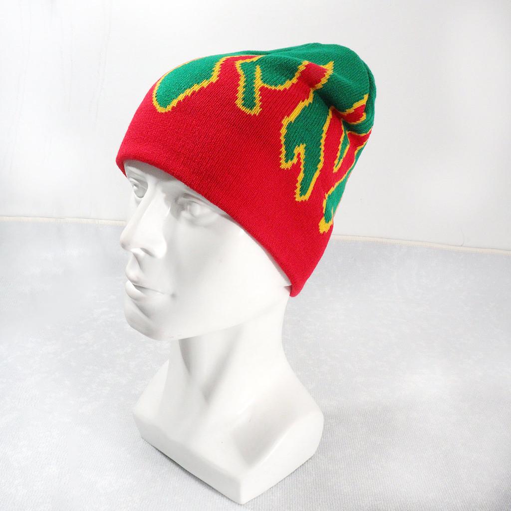 Knit Outdoor Cap With Flame Pattern And Acrylic Material For Streetwear Fall