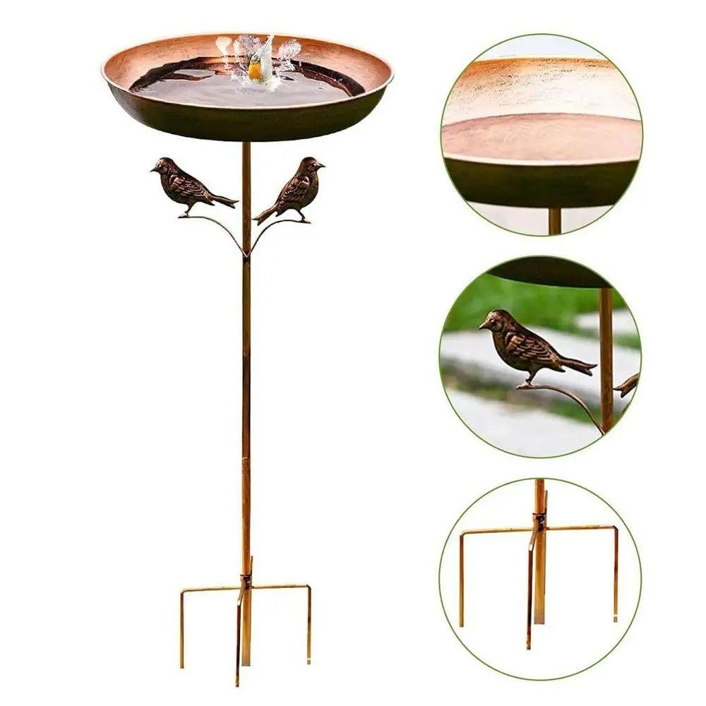 Iron Garden Birdbath Rustproof Tall Bird Water Bowl Bird Feeder Ground Plugin  Courtyard