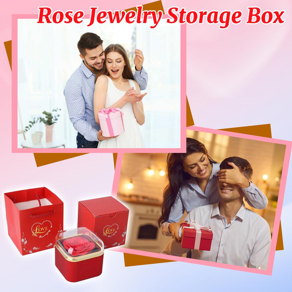 Automatic Rotating Jewelry Box With Rounded Corners, Rose-shaped Jewelry Storage Box, Birthday Gift Box