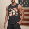Canotta da uomo senza maniche con scollo rotondo con stampa 250 Anni Gilet Casual Muscle Fit 1776 2026 Grafica Leggera per l'Uso Quotidiano