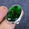 Naturalny Kamień Diopsyd Chromowy Biżuteria Srebro Próby 925 Pierścionek Rozmiar 9.5 H5n27