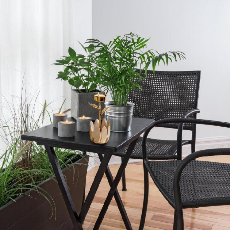 Decorative Wood Tealight Candle Holder Elegant Metal Flower Shape Potted Plant Candle Stand Candlesticks Home Decors