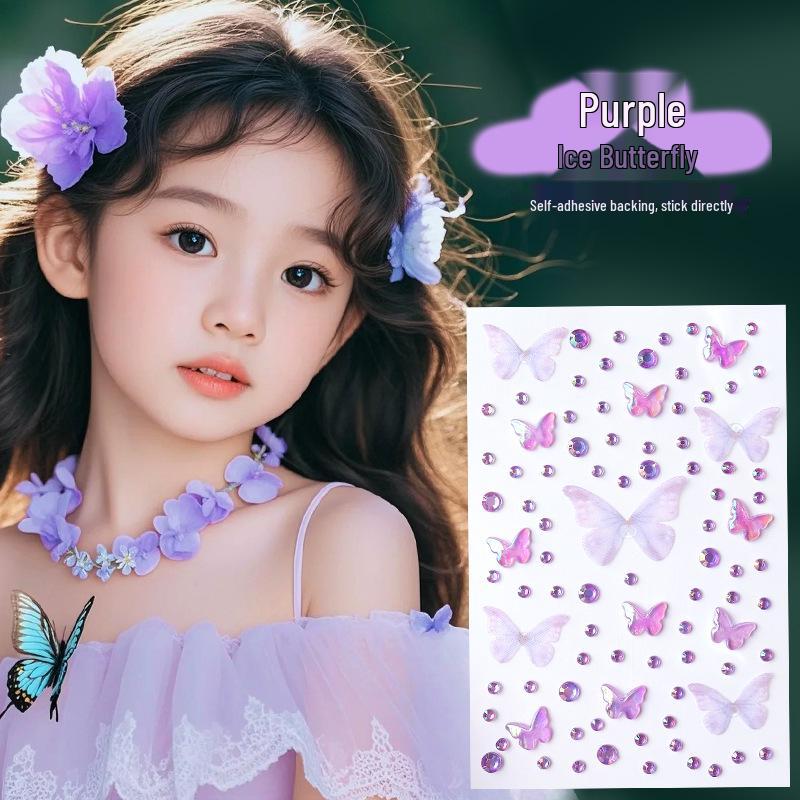 Αυτοκόλλητα Προσώπου Πεταλούδα & Διαμάντι για Παιδικό Μακιγιάζ Σκηνής