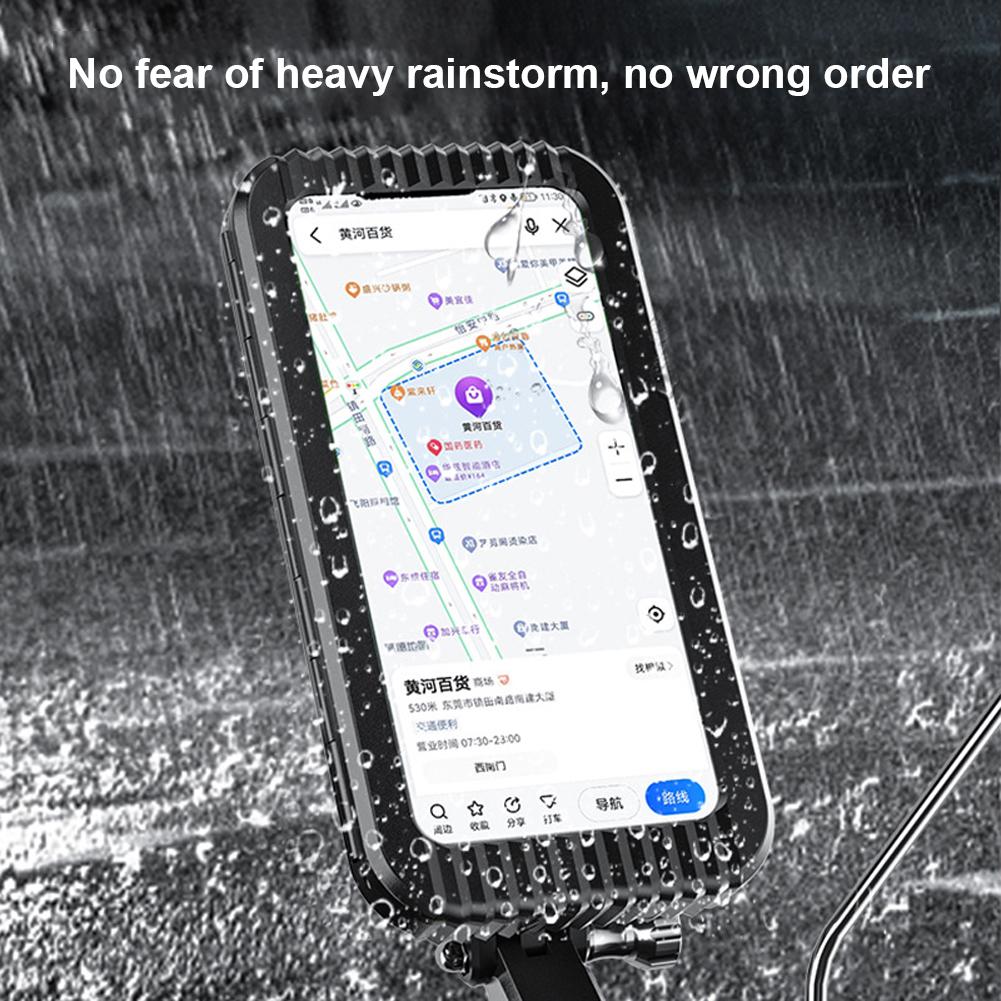 Wasserdichter Rückspiegel-Handyhalter Starke Saugkraft Handyhalterung Flexibler Motorrad-Handybox-Ständer für 4-7 Zoll Handy