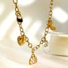 Rhinestones Embellished Love Sachet Charm Necklace Stainless Steel Clavicle Chain Fashion Jewelry Accessory