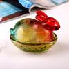 Vintage Glass Rabbit Candy Dish With Lid, Colorful Crystal With Lid Funny Candy Jars For Dessert