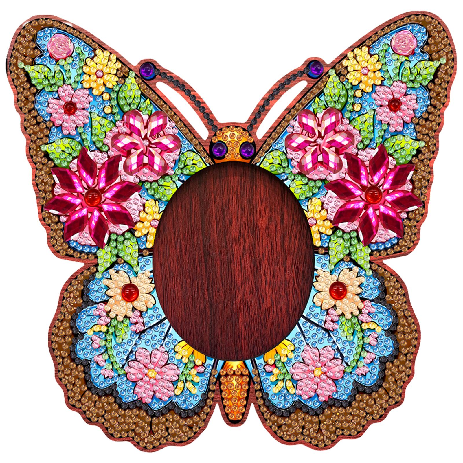 

Wooden DIY Butterfly 5D Diamond Art Painting Kits with Stand Photo Frame Diamond Craft Picture Frame for Adults Gift Home Decor