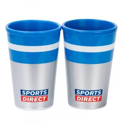 Sport Direct Logo Plastic Striped Cup (Pack of 2)