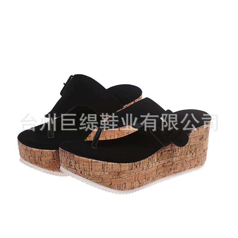 Juti Spot 2025 Summer New Women's Shoes Foreign Trade Large Size Wish Independent Station Slope Heel Women's Buckle Sandals
