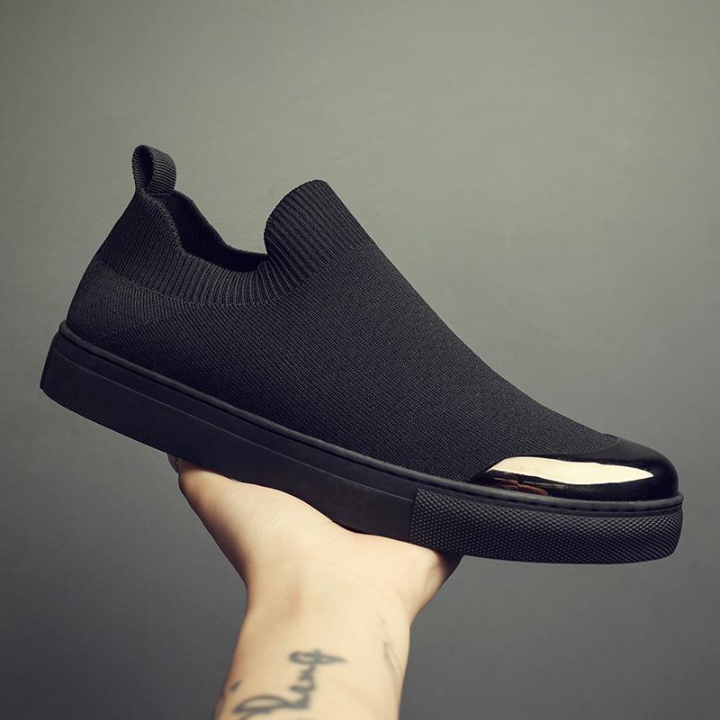 

High-end fly-woven men s shoes summer breathable sports shoes men s one-pedal deodorant soft-soled fitness lightweight casual net shoes 44