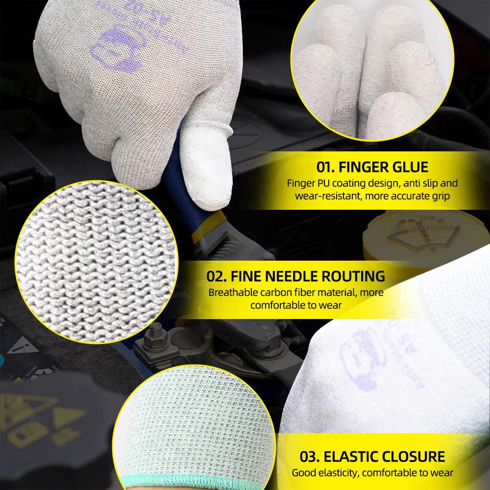MECHANIC AS02 M L Elasticity Non-Slip Carbon Fiber Gloves Non-Slip PU Coating Layer Protective for Phone Electronic Parts Repair