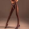 Kave Womens High Waist Patterned Fishnet Tights Suspenders Pantyhose Thigh High Stockings Black High Elastic Soft Nylon Tights