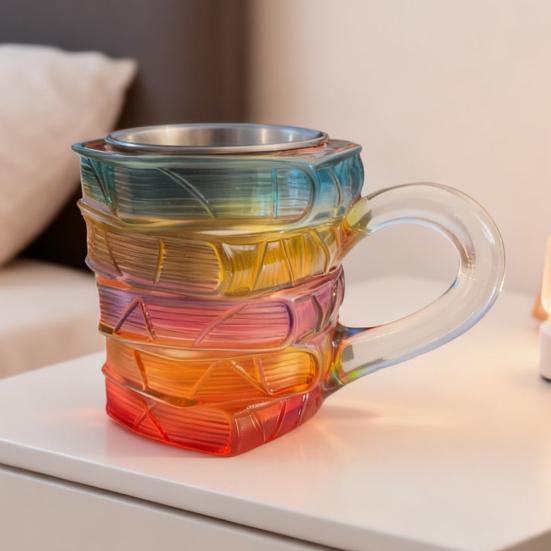 Malovaný hrnek ve tvaru knihy 11 oz 3D Hrnček pro knihovníka Neobvyklý šálek na čaj Dárek pro milovníky knih Čtenáře Spisovatele