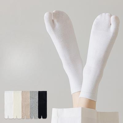 Two-finger Socks, Women's Summer Mid-calf Socks, Anti-odor, Antibacterial, Sweat-absorbing Sports Short Socks, Toe Separation Cotton Socks