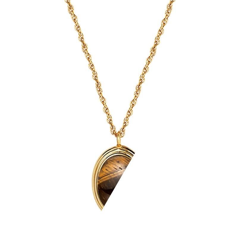 Maillard Caramel Tiger's Eye Stone Beaded Necklace Femininity Versatile Premium Sense Clavicle Chain Natural Stone Handmade