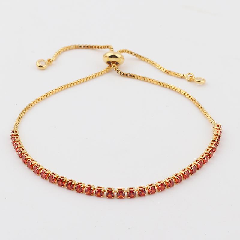 Rainbow Cubic Zirconia Tennis Bracelet Iced Out Chain Bracelets For Women Gold Color Adjustable Bracelet CZ Chain Homme Jewelry