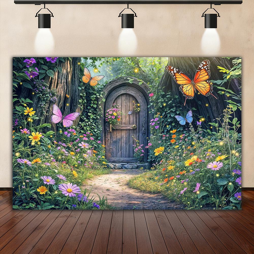 Dreamy Fairy Tale Forest Background, Natural Jungle Forest Wonderland Magic House, Children Birthday Party Photography Backdrop
